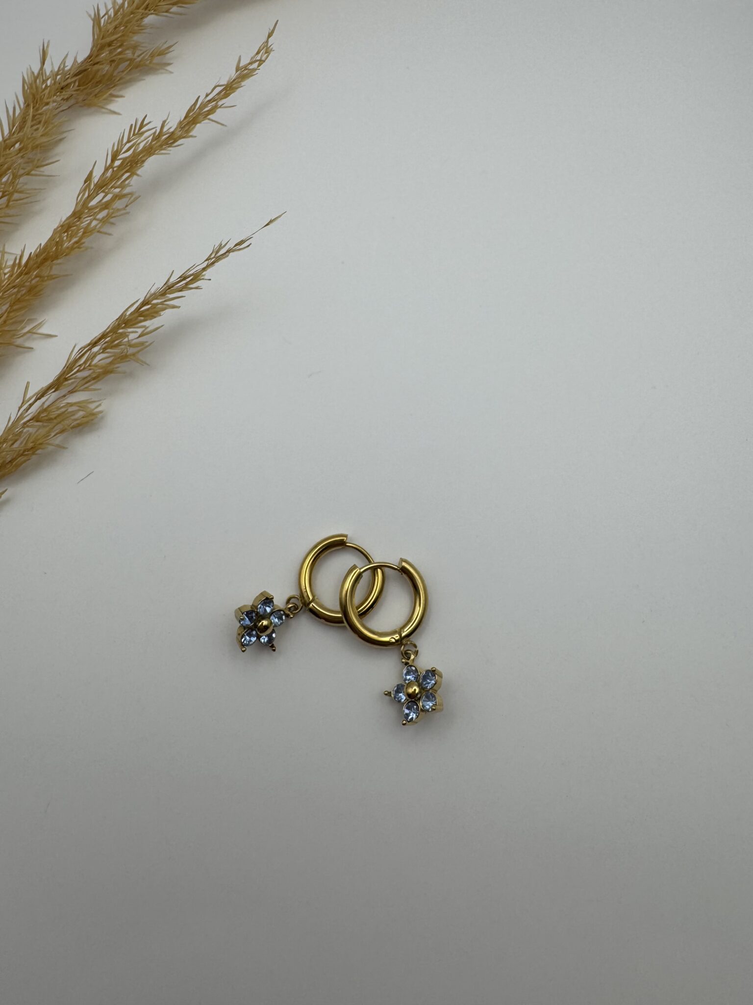 Blue Flower Hoops